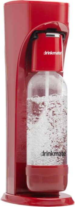 Drinkmate OmniFizz Sparkling Water and Soda Maker, Carbonates Any Drink Without Diluting It, CO2 Cylinder Not Included (Royal Red)