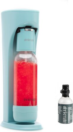 Drinkmate OmniFizz Sparkling Water and Soda Maker, Carbonates Any Drink, with 3oz CO2 Test Cylinder (Arctic Blue)