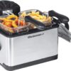 Elite Gourmet EDF-401T Electric Immersion Deep Fryer 3-Baskets, 1700-Watt, Timer Control, Adjustable Temperature, Lid with Viewing Window and Odor Free Filter, Stainless Steel and Black