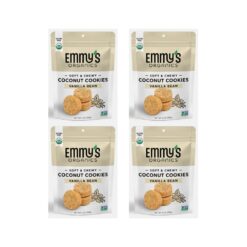 Emmy's Organics Vanilla Bean Coconut Cookies (Pack of 4) Gluten-Free, Organic, Vegan, Paleo-Friendly