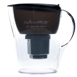 Epic Water Filters Nano | Water Filter Pitchers for Drinking Water | 10 Cup | 150 Gallon Filter | Gravity Water Filter | Removes Virus, Bacteria, Chlorine | Water Purifier (Black)