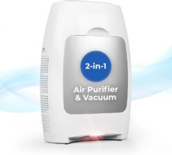 EyeVac Home Air 2-in-1 HEPA Air Purifier & Touchless Vacuum Automatic Dustpan - Ultra Fast & Powerful - Covers 600 Sq ft - Corded Canister Vacuum, Bagless, Automatic Sensors, 1000 Watt (White)
