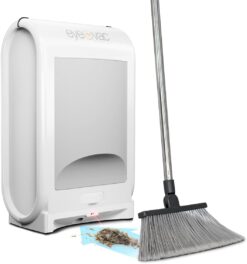 EyeVac Pro Touchless Vacuum Automatic Dustpan - Ultra Fast & Powerful - Great for Sweeping Salon Pet Hair Food Dirt Kitchen, Corded Canister Vacuum, Bagless, Automatic Sensors, 1400 Watt (White)