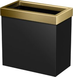 Gatco 1938 Stainless Steel 1938 Modern Rectangle Waste Basket, 2 gallons, Matte Black Brushed Brass Combo