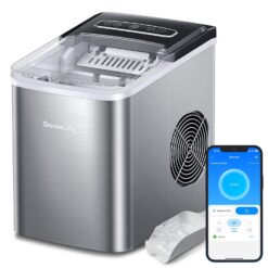 GoveeLife Smart Ice Makers, Portable Countertop Ice Maker Machine with Self-Cleaning, 6 Mins 9 Bullet Ice, 26lbs/24Hrs, Voice Remote for Home Kitchen Party Camping, with Ice Scoop Stainless Silver