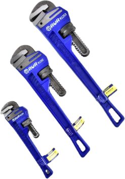 Heavy Duty Pipe Wrench 3Pcs Set - 8,12,18-inch Heavy Duty Straight Plumber Wrenches Sets,Easy Adjusting,Tight Bite without Slipping