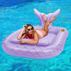 HeySplash Inflatable Pool Lounger Float, Personal Sun Lake Raft for Adults, Ride-ons Pool Floats Boat, Floating Swimming Sunbathing Bed for Family Outdoor, Garden, Backyard Summer Water Party, E-Purple Mermaid