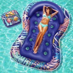 HeySplash Inflatable Pool Lounger Float, Personal Sun Lake Raft for Adults, Ride-ons Pool Floats Boat, Floating Swimming Sunbathing Bed for Family Outdoor, Garden, Backyard Summer Water Party, Dark Blue