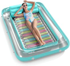 Inflatable Tanning Pool Lounger Float - Jasonwell 4 in 1 Sun Tan Tub Sunbathing Pool Lounge Raft Floatie Toys Water Filled Tanning Bed Mat Pad for Adult Blow Up Kiddie Pool Kids Ball Pit Pool L