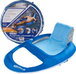 Kelsyus Premium Floating Lounger XL with Fast Inflation, Inflatable Recliner Chair, Lake & Pool Float for Adults with Cup Holder, Lounger Xl Hyper-flate Valve