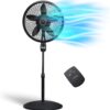 Lasko Oscillating Cyclone Pedestal Fan, Adjustable Height, Timer, Remote Control, 3 Speeds, for Bedroom, Living Room, Home Office, 18", Black, 1843