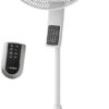 Lasko Oscillating Pedestal Fan, Thermostat, Adjustable Height, Remote Control, Timer, 4 Speeds, for Bedroom, Living Room, Office & Dorm, 16", White, S16614