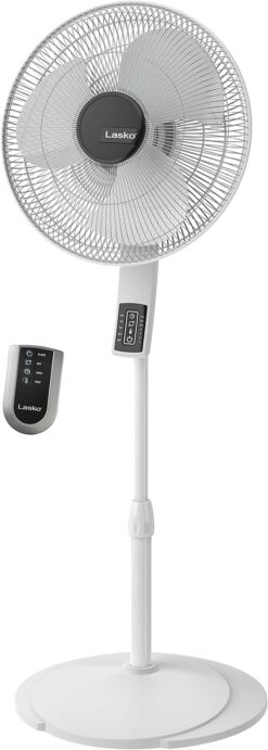 Lasko Oscillating Pedestal Fan, Thermostat, Adjustable Height, Remote Control, Timer, 4 Speeds, for Bedroom, Living Room, Office & Dorm, 16