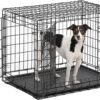 MidWest Homes for Pets Ultima Pro Series 30' Dog Crate Extra-Strong Double Door Folding Metal Dog Crate w Divider Panel, Floor Protecting 'Roller Feet' & Leak-Proof Plastic Pan