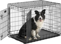 MidWest Homes for Pets Ultima Pro Series 36' Dog Crate | Extra-Strong Double Door Folding Metal Dog Crate w/Divider Panel, Floor Protecting 'Roller Feet' & Leak-Proof Plastic Pan