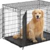 MidWest Homes for Pets Ultima Pro Series 42' Dog Crate | Extra-Strong Double Door Folding Metal Dog Crate w/Divider Panel, Floor Protecting 'Roller Feet' & Leak-Proof Plastic Pan