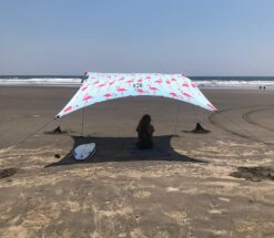 Neso Tents Grande Beach Tent, 7ft Tall, 9 x 9ft, Reinforced Corners and Cooler Pocket, Flamingos