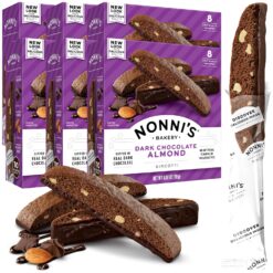 Nonni's Dark Chocolate Almond Biscotti Italian Cookies - 6 Boxes Dark Chocolate Cookies - Biscotti Individually Wrapped Cookies - Italian Biscotti Cookies w/Bittersweet Chocolate & Almonds - 6.88 oz