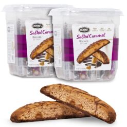 Nonni's Salted Caramel Biscotti Italian Cookies - 2 Tubs Biscotti Individually Wrapped Cookies w/Rich Milk Chocolate & Sea Salt - Salted Caramel Coffee Cookies - Italian Biscotti Cookies - 21 oz