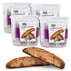 Nonni's Salted Caramel Biscotti Italian Cookies - 4 Tubs Biscotti Individually Wrapped Cookies w/Rich Milk Chocolate & Sea Salt - Salted Caramel Coffee Cookies - Italian Biscotti Cookies - 21 oz