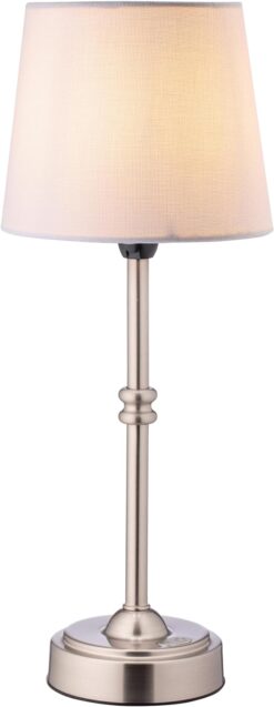 O’Bright Seraph - Cordless LED Table Lamp with Dimmer, Built-in Rechargeable Battery, 3-Level Brightness, Patio Table Lamp, Bedside Night Lamp, Ambient Light for Restaurant, Brushed Nickel