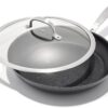 OXO Enhanced, 12" Frying Pan Skillet with Lid, Healthy Ceramic Nonstick, PFAS-Free, Stainless Steel Handle, Dishwasher Safe, Oven Safe, Black