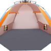 Oileus X-Large 4 Person Beach Tent Sun Shelter - Portable Sun Shade Instant Tent for Beach with Carrying Bag, Stakes, 6 Sand Pockets, Anti UV for Fishing Hiking Camping, Waterproof Windproof, Orange