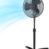 PELONIS Fan Portable 16 Inch Pedestal Fan| 3-Speed| 90° Oscillation| Adjustable Height| Standing Floor Fan for living room, bedroom, kitchen, and home office| Black, PFS40M2ABB
