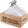 Plastic Extra Wide Shoulder Suit Hangers for Men 20 Pack Width 17.3", White Sweater Hangers no Shoulder Bump Non Slip for Thick Sweaters, Clothes Hangers with Pants Bar 360° Swivel Metal Hook
