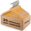 Plastic Extra Wide Shoulder Suit Hangers for men 20 Pack Width 17.5", Sweater Hangers No Shoulder Bump Non Slip for Thick Sweaters, Clothes Hangers with Pants Bar 360° Swivel Metal Hook (Natural)