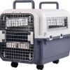 Plastic Kennels Pet Carrier Rolling Plastic Airline Approved Wire Door Travel Dog Crate, Medium (26.5" L x 20" W x 18.8" H)