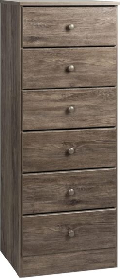 Prepac Astrid Simplistic 6-Drawer Tall Dresser for Bedroom, Functional Chest of Drawers with Acrylic Knobs 16