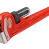 RIDGID 31015 Heavy-Duty Straight Pipe Wrench, 12" Sturdy Plumbing Wrench with Self Cleaning Threads and Hook Jaws, Red, Small