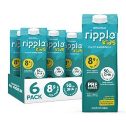 Ripple Non-Dairy Milks | Vegan Milk with 8g Pea Protwin | Shelf Stable | Non-GMO. Plant Based, Gluten Free | 32 Fl Oz (Pack of 6) (32 Fl Oz (Pack of 6), Kids)