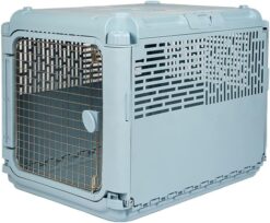 SPORT PET Plastic Kennels Rolling Plastic Wire Door Travel Dog Crate, Collabsible Kennel, 22.1
