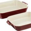 STAUB Ceramics Rectangular Baking Dish Set, 2 pc, Red