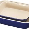 STAUB Ceramics Rectangular Baking Dish Set, Dark Blue, 2 count pack of 1