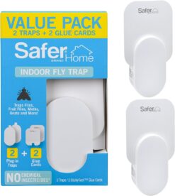 Safer Brand Home SH502-2SR 2 Indoor Plug-in Fly Traps for Flies, Fruit Flies, Moths, Gnats, and Other Flying Insects – 2 Traps + 2 Glue Cards