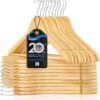 SereneLife Premium Solid Wooden Hangers - Smooth Finish Space Saving Heavy Duty Suit Clothes Hanger Set w/ 360 Degree Swivel Metal Hook, Precisely Cut Notches, for Coats Jackets Pants Dress (20-Pack)