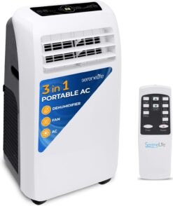 SereneLife Small Air Conditioner Portable 10,000 BTU with Built-in Dehumidifier - Portable AC unit for rooms up to 450 sq ft - Remote Control, Window Mount Exhaust Kit