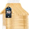 SereneLife Wooden Hangers, Premium Clothes Hanger, Coat Hanger, Space Saving Heavy Duty Hangers, 30 Pack Wood Hangers