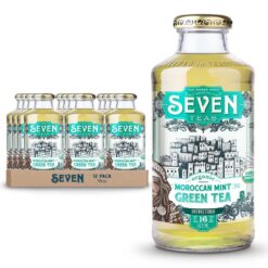 SevenTeas Moroccan Mint Green Tea, Organic Sugar Free Bottled Iced Teas 16 OZ (Pack of 12 Bottles)