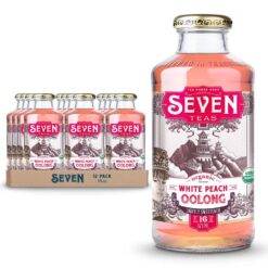 SevenTeas White Peach Oolong Tea, Organic Bottled Iced Teas 16 OZ (Pack of 12 Bottles)