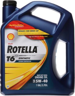 Shell Rotella 550019921-3PK T6 Full Synthetic Heavy Duty Engine Oil 5W-40, 1 Gallon, Pack of 3