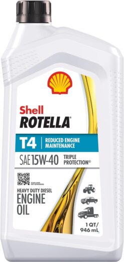 Shell Rotella 550049483-6PK T4 Triple Protection 15W-40 Diesel Engine Oil (CK-4), 1 Quart (Pack of 6)
