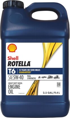 Shell Rotella T6 Full Synthetic 5W-40 Diesel Engine Oil (2.5-Gallon, Case of 2)