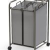 Simple Houseware 2 Bags Laundry Sorter, Dark Grey