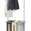 Simple Houseware Garment Rack with 3 Bag Laundry Sorter, Multi Color