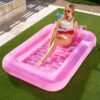 Sloosh Inflatable Tanning Pool Lounge Float, 70" x 46" Suntan Tub Raft Floatie, Tanning Pool with Pillow, Personal Pool Lounger for Adult Summer Water Party, L-Pink