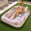 Sloosh Inflatable Tanning Pool Lounger Float for Adults, 70" x 46" Large Suntan Tub Pool Floats Sun Tan Tub Ice Bath Tub Tanning Bed Blow up Pool Raft Lounge Floatie, L-Oatmeal White
